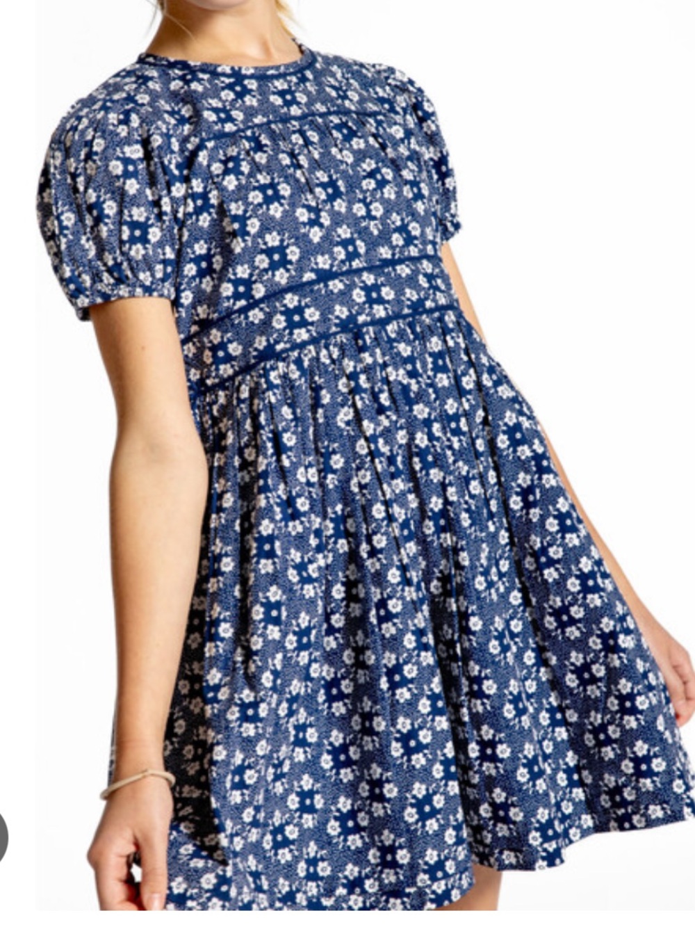 Minnow Girls Navy Floral Short-Sleeve Dress